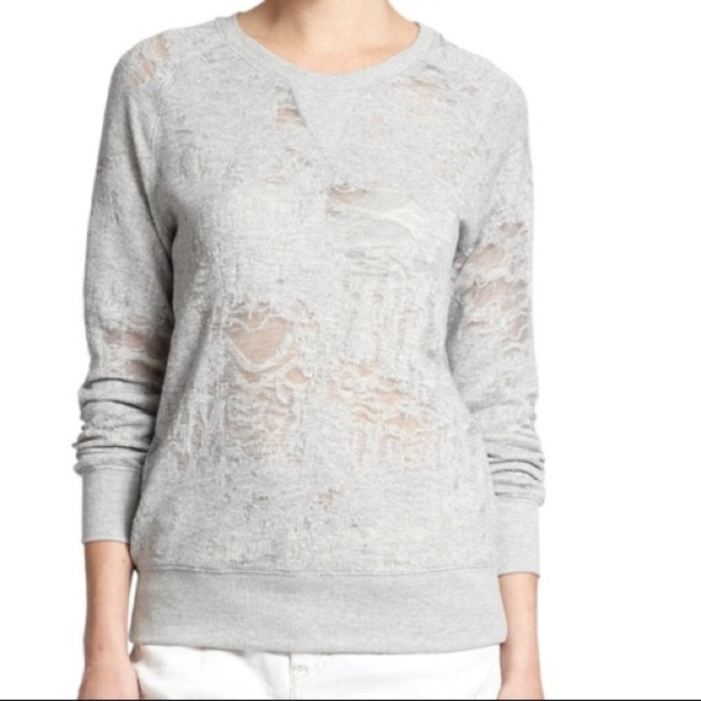 IRO jeans Paris burn-out grey sweatshirt.